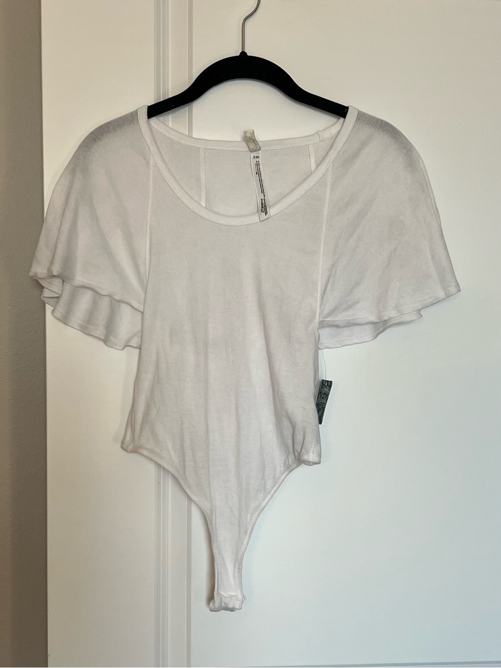 Free People Byron Ribbed Flutter Sleeve Bodysuit NWT